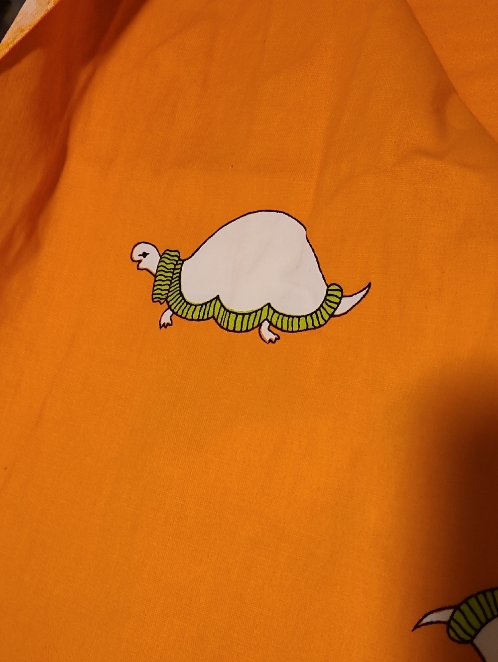 Vintage Turtle Fabric Cotton, Orange Green Thick Ameritex Co. - Picture 10 of 10